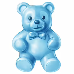 a large plastic teddy bear sitting in the middle of the room