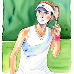 a woman holds up her tennis racket while posing,a person holding a tennis racket on a tennis court,a woman is holding her tennis racquet in one hand and looking straight ahead,a woman with a tennis racquet on her hand and tennis outfit,a woman is holding her tennis racket up