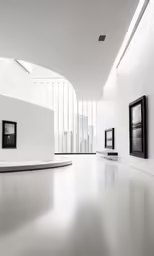 a room that has many pictures hanging up on the wall