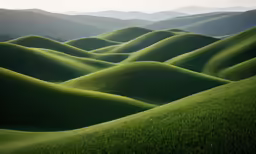 some very pretty green hills that are on the side of a hill