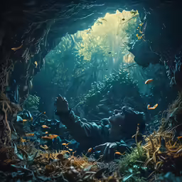 a man laying down in a forest looking at some birds