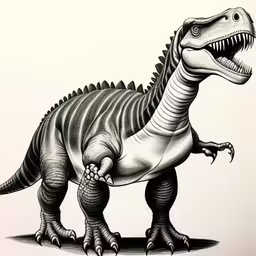 a drawing of a t - rexos from the movies,a t - rex, drawing by andy de bijec
