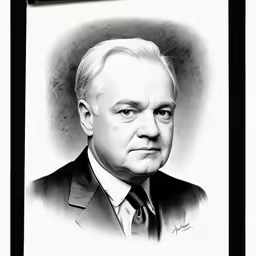 a portrait portrait of a man wearing a suit and tie