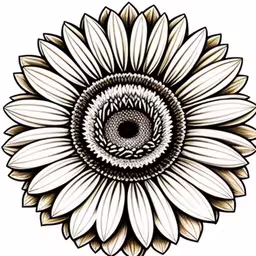 a large flower that is white and brown,a drawing of a flower with an interesting center,a flower has an eye in it