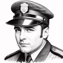 an illustrated portrait of a man in uniform