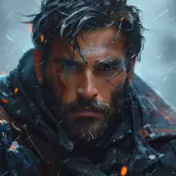 an image of a man with wet hair in the snow,the new video game devilblaard is out on steam
