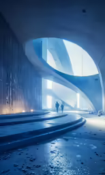 two people are outside in the dark by some stairs