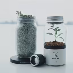 two glass jars with some stuff inside of them
