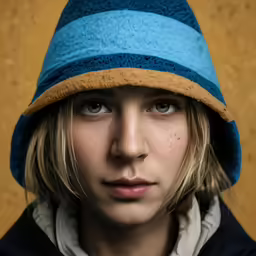 the woman is wearing a hat that covers her eyes