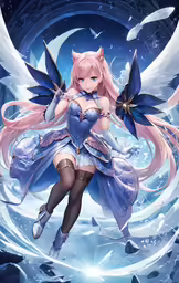 a beautiful anime character that is flying through the air