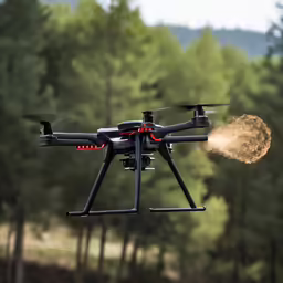 a close up view of a flying quad quadcopt