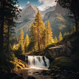 the water cascading down is the base of a mountain