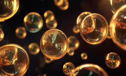 several small bubbles floating through the air