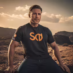 a man is sitting on a rock in the desert