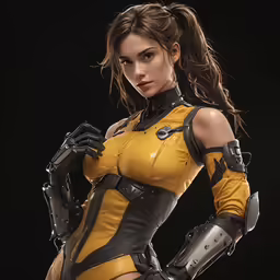 a very nice looking lady that is wearing armor