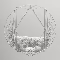 an abstract sculpture of branches in the air