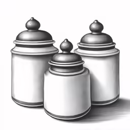 three salt and pepper shakers in two different sizes