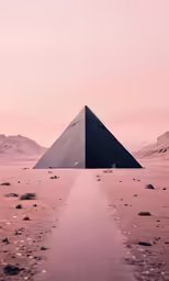 a very tall pyramid in the middle of some sand