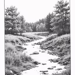 an image of a stream going through the woods