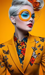 a woman with her eyes painted like butterflies