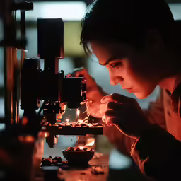 a young woman is working in a machine