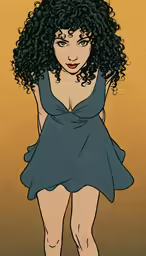 a drawing of a women wearing short shorts