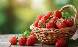 a basket filled with lots of ripe strawberries