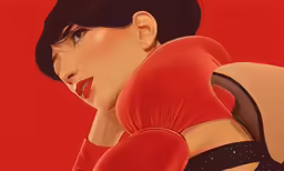 an image of a woman wearing red gloves