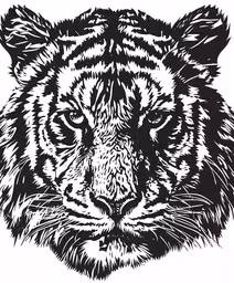 an ink drawing of a tiger