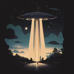 a movie poster featuring a spaceship flying over a man