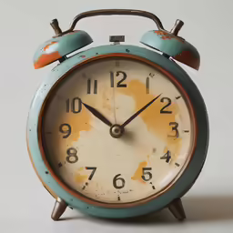 an antique looking alarm clock with the numbers twelve to six