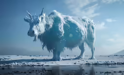 an animal that looks like it is frozen outside