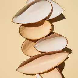 two pieces of sugar being sliced into rounds on a table