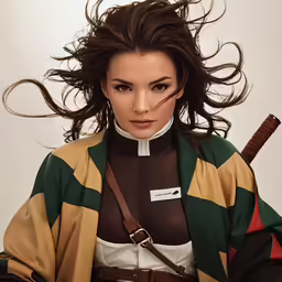a young woman with her hair in the wind
