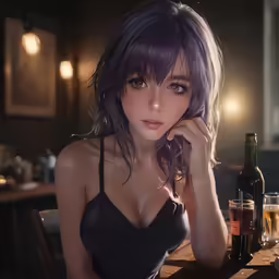an image of a girl sitting by a table