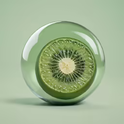an image of sliced kiwi displayed inside a ball