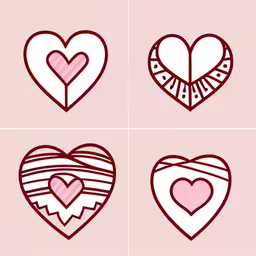 hearts drawn with different shapes and colors,a heart is a form that consists of a two - dimensional figure