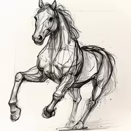 a drawing of a horse running