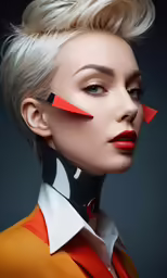 an image of a woman with scissors on her face