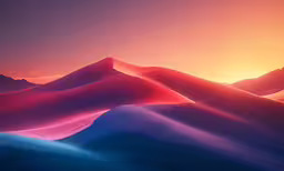 a large mountain covered in sand next to a sunset