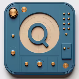 a square with some gold buttons on top