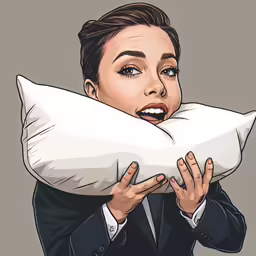 woman with oversized pillows on her head