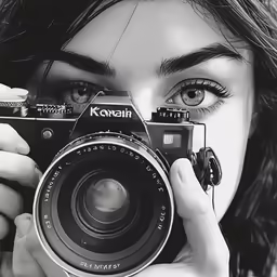 a woman holding up a camera in front of her face