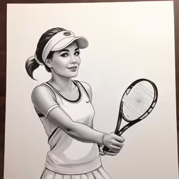 a drawing of a tennis player holding a racquet