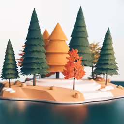 paper model of trees, which is made of sand and some water