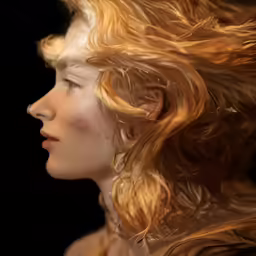 a young blond woman with curly hair wearing a white top