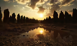 a sunset scene is shown with an upside down photo