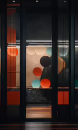 three large screens with different shapes in them