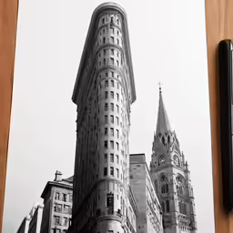 a drawing with some architectural architecture in the background