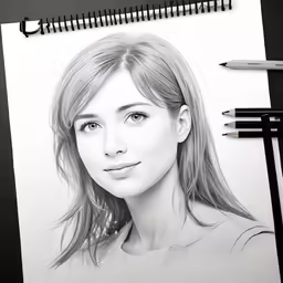 a drawing of a woman in the middle of pencil